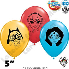 5in. Round Assortment DC Super Hero Girls Qualatex Balloons 100 ct - Silly Farm Supplies