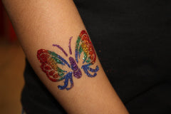 Butterfly 2(butterfly with large artistic wings) Glitter Tattoo Stencil 10 Pack - Silly Farm Supplies