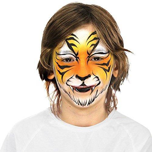 The photo features vibrant, painted faces created with Silly Farm’s Fun Character Kits. Each face is adorned with bold colors, shimmering glitter accents, and intricate, smooth designs that bring the characters to life