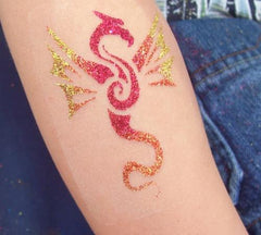 Dragon Flame Glitter Tattoo Stencil 10 Pack - Silly Farm Supplies