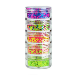 Galactic Glow UV Chunky Loose Glitter Mix Stack- 4 7.5g Jars by Vivid Glitter - Silly Farm Supplies