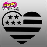 USA Flag Heart Glitter Tattoo Stencil 10 Pack - Silly Farm Supplies