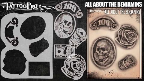 Wiser's All About The Benjamins Airbrush Tattoo Pro Stencil Series 6