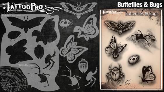 Wiser's Butterflies & Bugs Airbrush Tattoo Pro Stencil Series 2