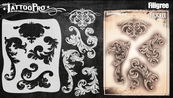 Wiser's Filigree and Flair Airbrush Tattoo Pro Stencil Series 5