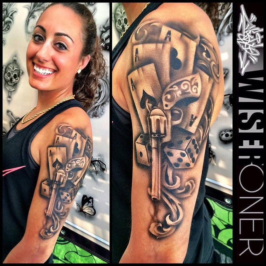 Wiser's Guns & Gambling Airbrush Tattoo Pro Stencil Series 2 - Silly Farm Supplies