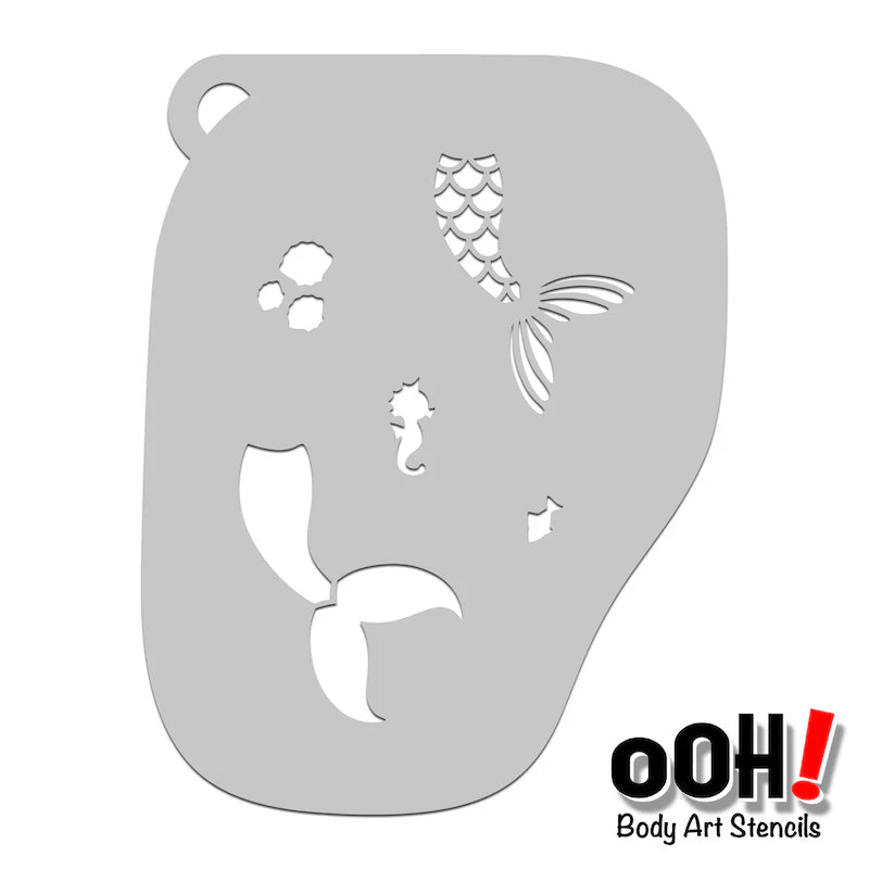 Mermaid Tail fACE Airbrush Stencil by Ooh! Body Art (F06)