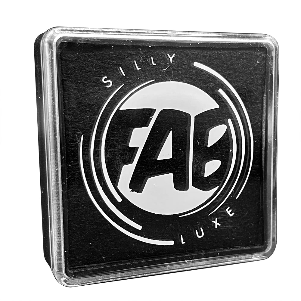 A black color FAB Luxe professional face and body paint in a 45gm container.