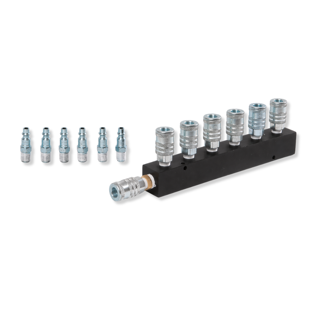 6 port manifold mechanism for airbrush systems with female coupler