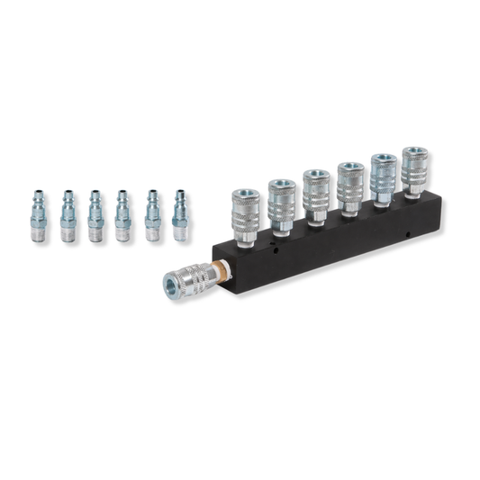 6 port manifold mechanism for airbrush systems with female coupler