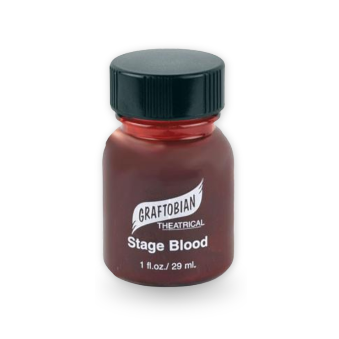 A small bottle of Graftobian Theatrical Stage Blood, 1 fl.oz.
