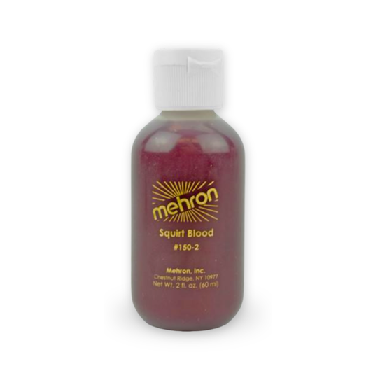 Mehron Squirt Blood professional theatrical fake blood for creating realistic gushing, flowing, wound and special effects makeup.