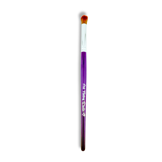 Art Factory Studio Fluffy Glitter Application Brush with soft rounded synthetic bristles, silver ferrule and purple handle.