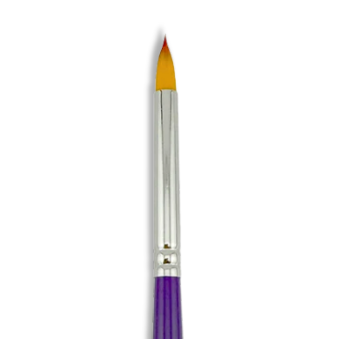 Close-up of the pointed synthetic bristles on the Art Factory Studio Perfect Petal Brush for creating push petals and flowers.