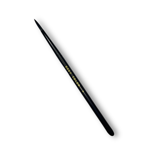Body Color Cosmetics Stiletto Round #4 face painting brush with black synthetic bristles and short black handle for detailed linework and face paint designs.