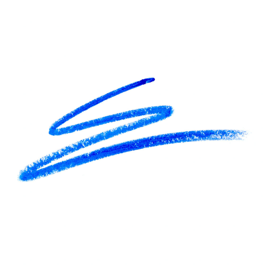 Vibrant blue makeup swatch showing thin and thick strokes of Ben Nye MagiColor Creme Pencil MC-5 on a white background.