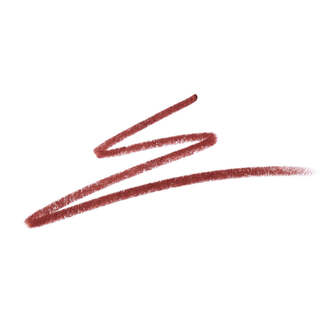 Reddish-brown Character Shadow makeup pencil swatch showing thin and thick strokes of Ben Nye MagiColor Creme Pencil MC-15 on white background.