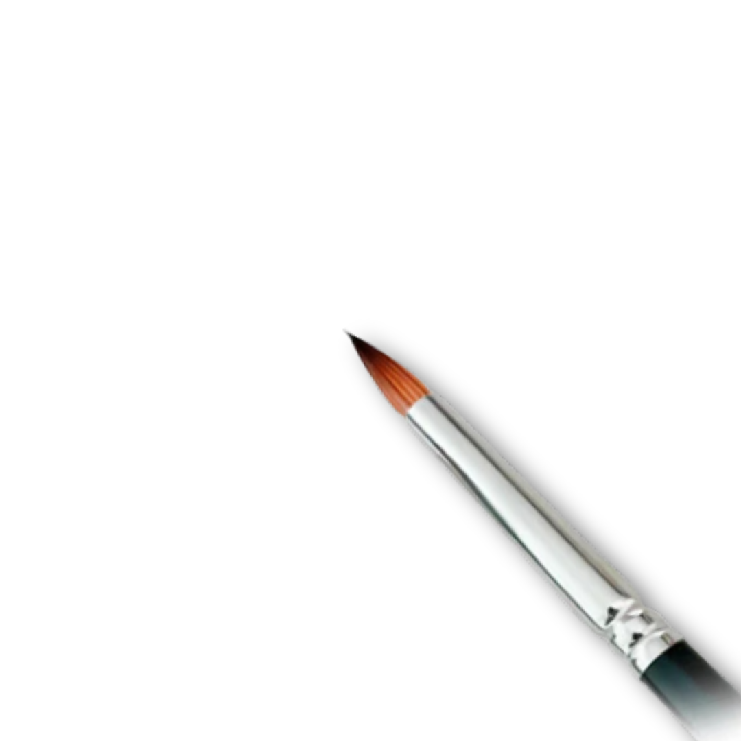 Close-up of Blazin Floralia Small Petal Round face painting brush showing its fine tapered bristles and silver ferrule.