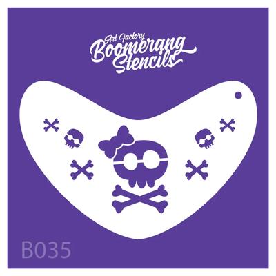 Sugar Skulls and Cross Bones Boomerang Stencil B035 by the Art Factory