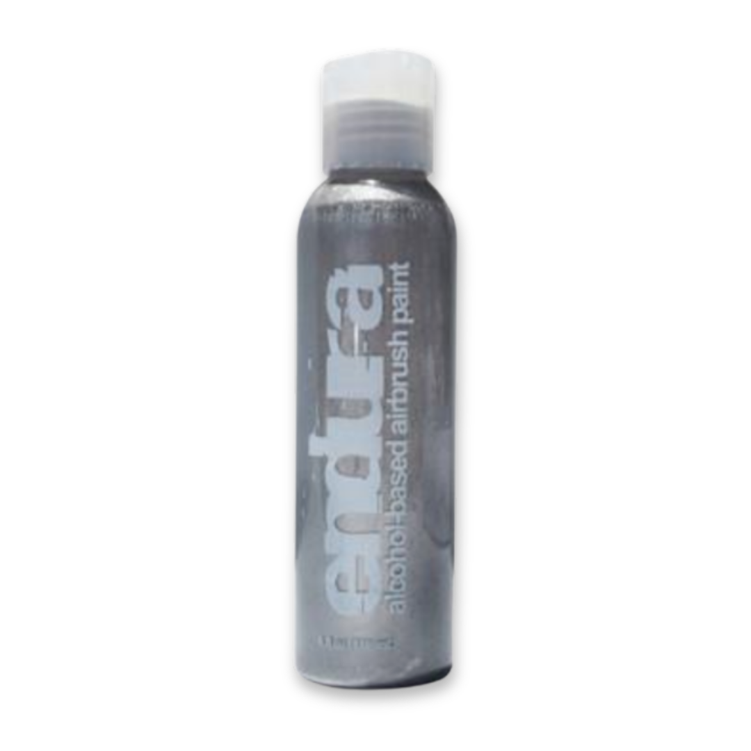 EBA Endura Metallic Silver alcohol-based airbrush makeup for metallic body painting, cosplay, theatrical makeup, and special effects.
