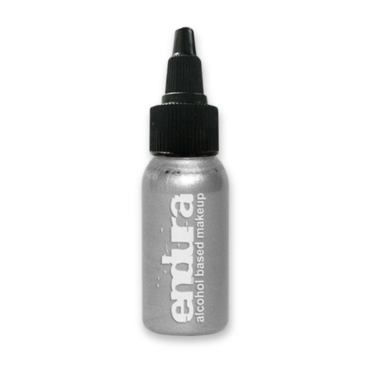 EBA Endura Metallic Silver alcohol-based airbrush makeup for metallic body painting, cosplay, theatrical makeup, and special effects.