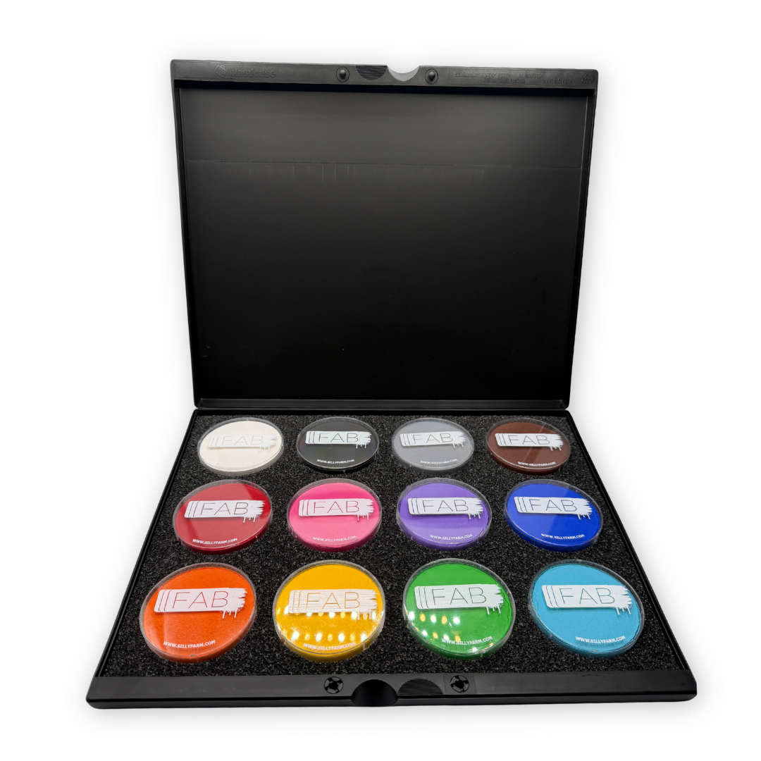 FAB 12 Color Professional Face Paint Palette - Essential Colors