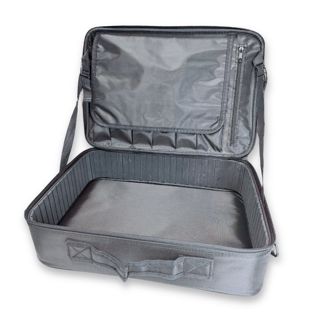 Open empty SillyFarm Face Paint N' Go Case showing spacious water-resistant interior ready for customization.