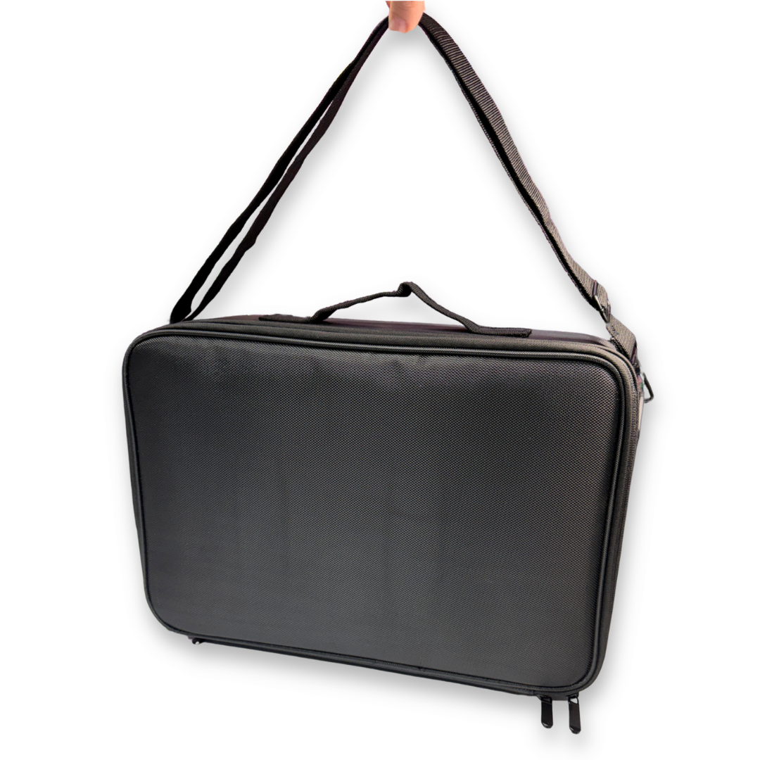 SillyFarm Face Paint N' Go Case with adjustable shoulder strap for convenient travel to face painting events.