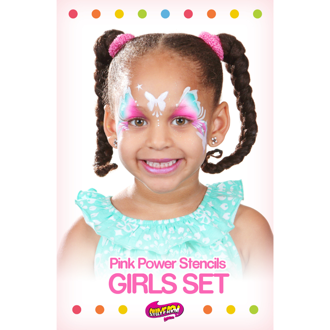 Girls Pink Power Stencil Set