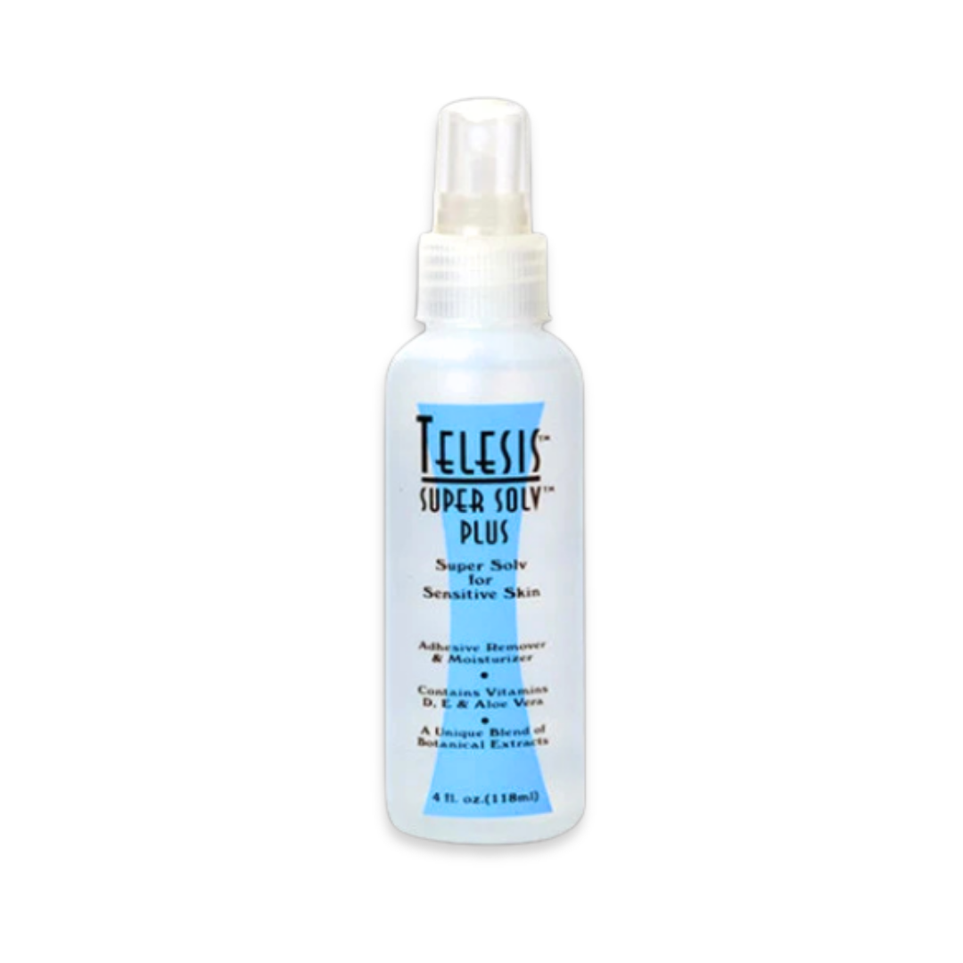 Telesis Super Solvy Plus hair dryer spray bottle, 4 fl. oz. (120ml), on a white background.