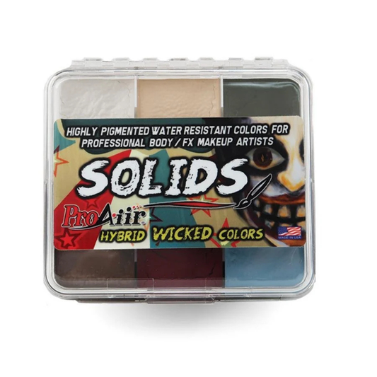 ProAiir SOLIDS Wicked water-resistant makeup palette with six colors for professional SFX, character, and body makeup.