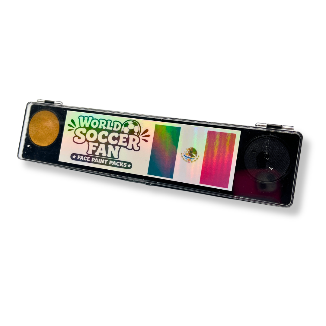 World Soccer Fan face paint kit on a white background with Mexico flag
