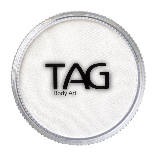 Tag Strong White face paint container with 'TAG Body Art' branding on a white background