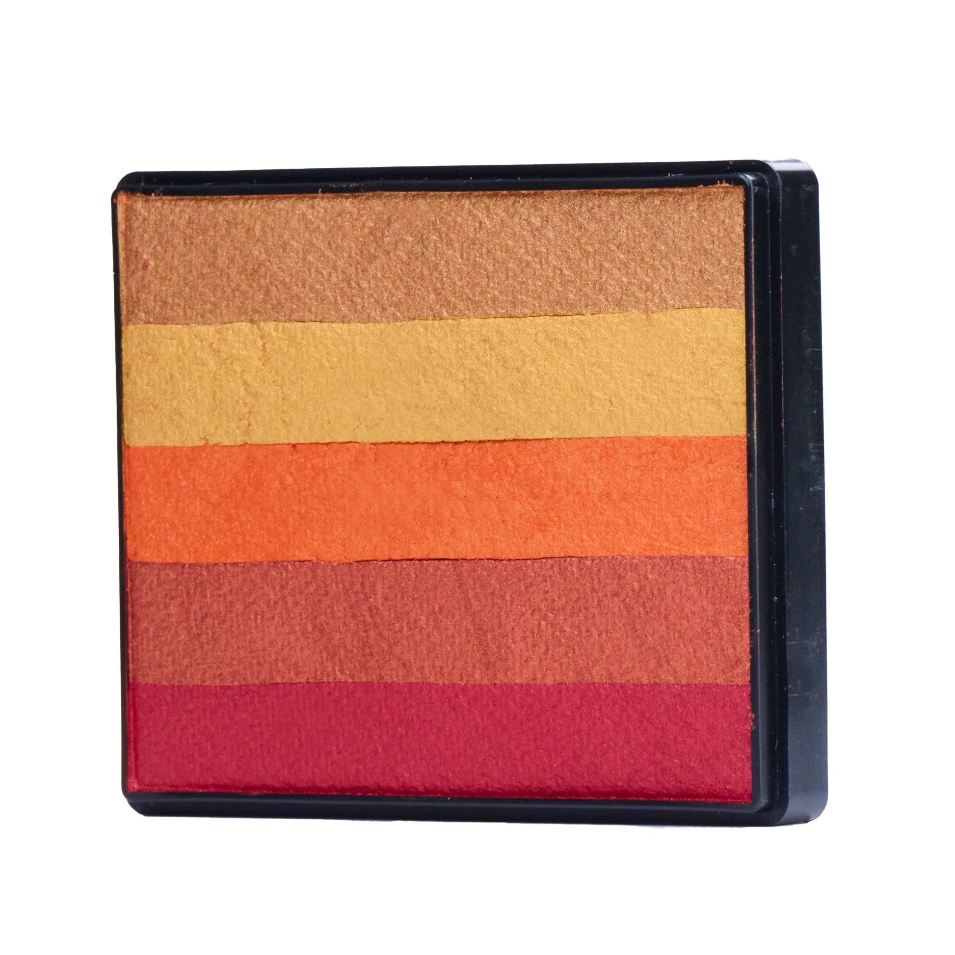 Image of a Rainbow Face Paint Cake featuring a palette of bright colors arranged in stripes. Designed for easy application, this face paint allows artists to create bold, blended, multi-color designs with a single swipe. Ideal for a variety of themes and festive occasions.