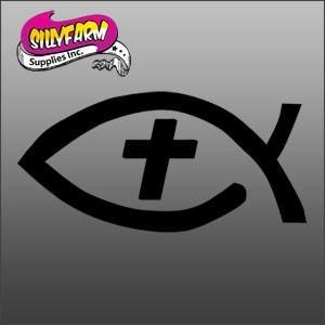 Christian Fish Symbol 2 (cross) Glitter Tattoo Stencil 5 Pack - Silly Farm Supplies