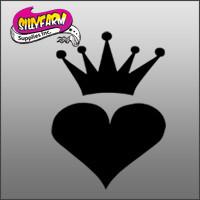 Crowned Heart Glitter Tattoo Stencil 5 Pack - Silly Farm Supplies