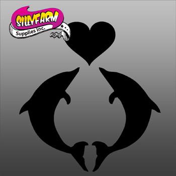 Dolphin Heart Glitter Tattoo Stencil 5 Pack - Silly Farm Supplies