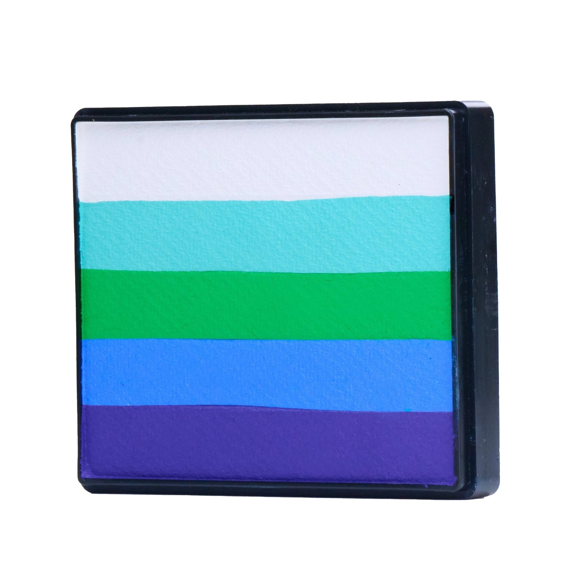 Image of a Rainbow Face Paint Cake featuring a palette of bright colors arranged in stripes. Designed for easy application, this face paint allows artists to create bold, blended, multi-color designs with a single swipe. Ideal for a variety of themes and festive occasions.