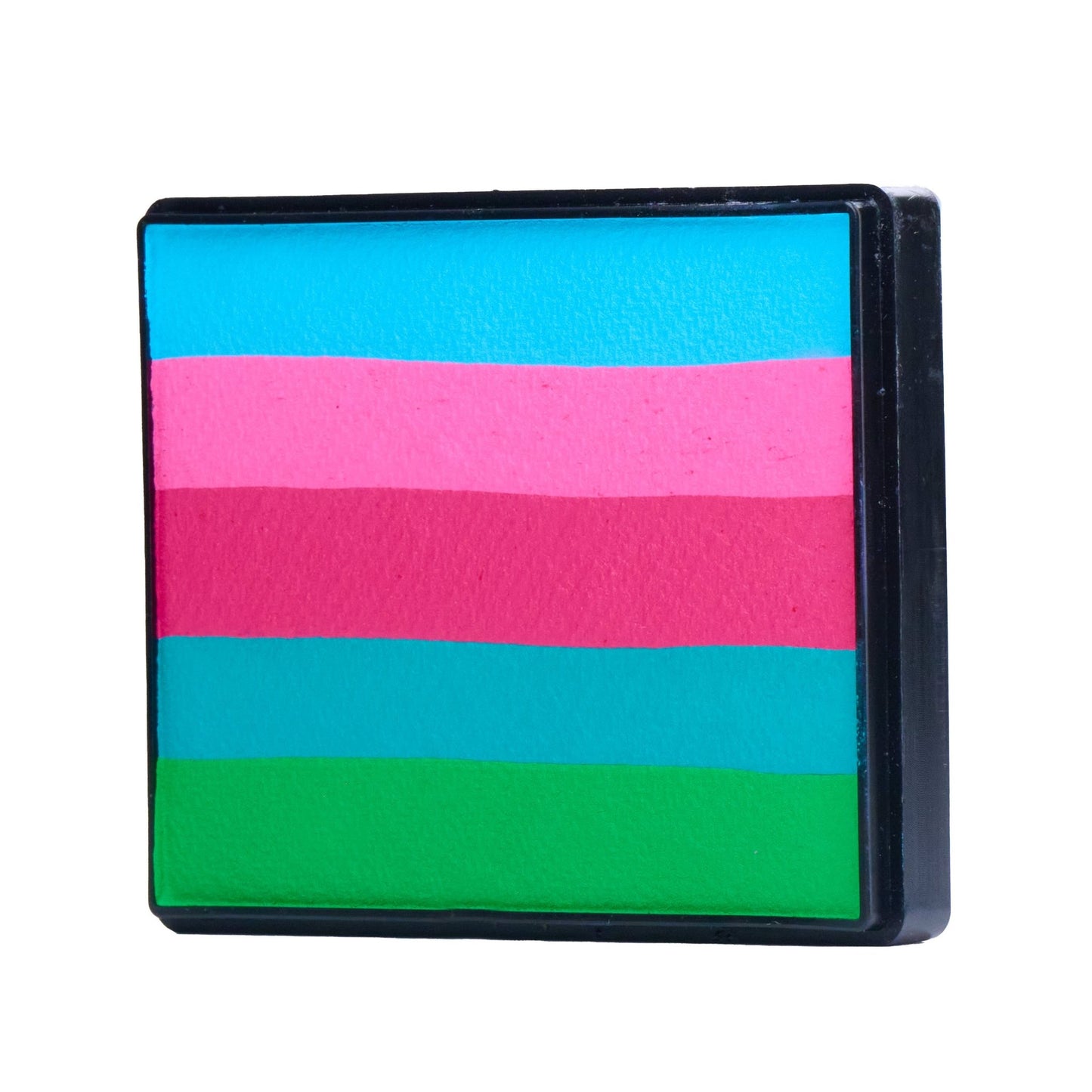 Image of a Rainbow Face Paint Cake featuring a palette of bright colors arranged in stripes. Designed for easy application, this face paint allows artists to create bold, blended, multi-color designs with a single swipe. Ideal for a variety of themes and festive occasions.