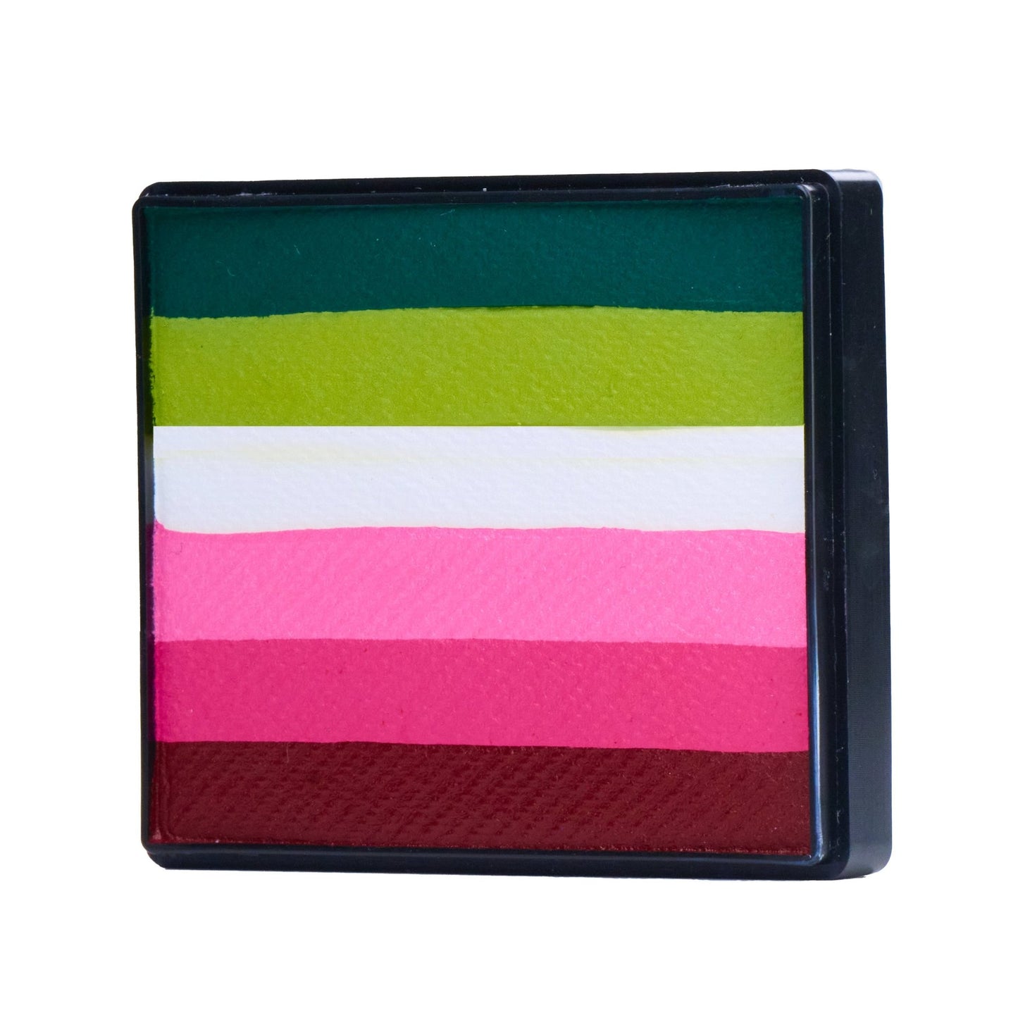 Image of a Rainbow Face Paint Cake featuring a palette of bright colors arranged in stripes. Designed for easy application, this face paint allows artists to create bold, blended, multi-color designs with a single swipe. Ideal for a variety of themes and festive occasions.