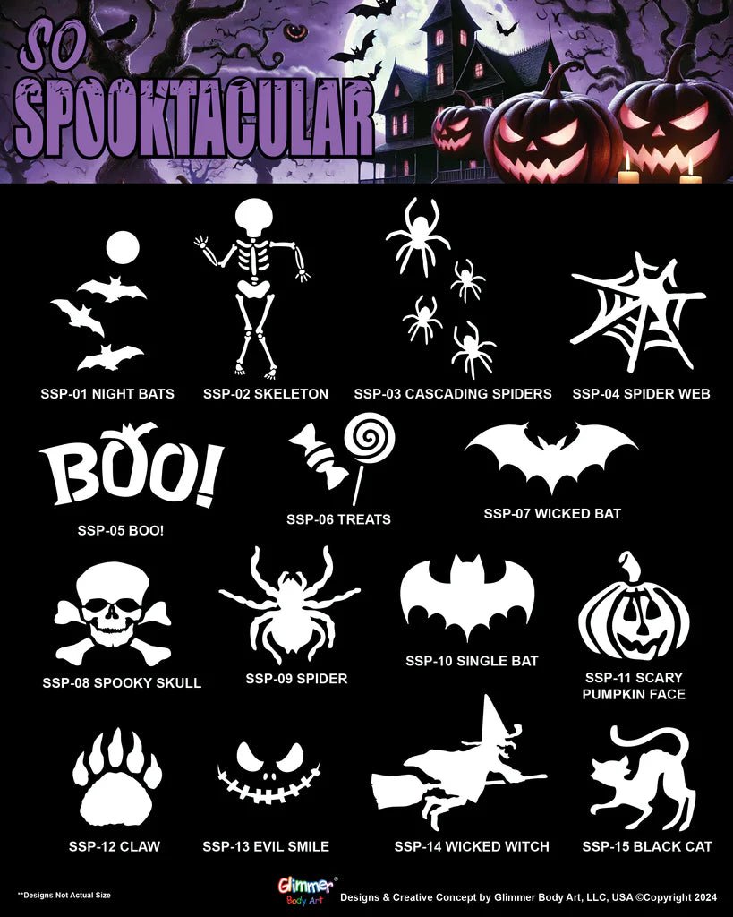 Glimmer Body Art So Spooktacular Glitter Tattoo Stencil & Poster Set **New 2024 - Silly Farm Supplies