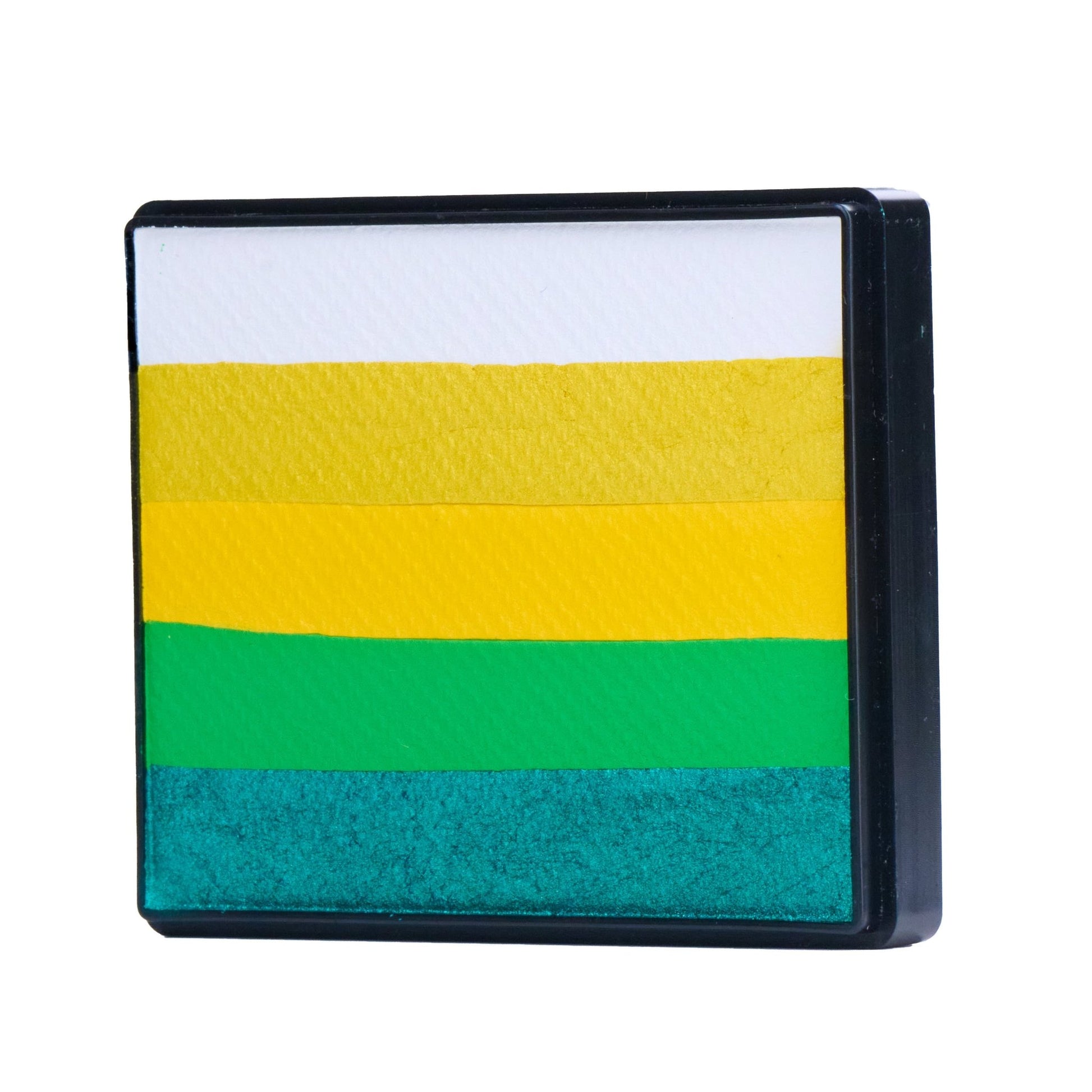 Image of a Rainbow Face Paint Cake featuring a palette of bright colors arranged in stripes. Designed for easy application, this face paint allows artists to create bold, blended, multi-color designs with a single swipe. Ideal for a variety of themes and festive occasions.