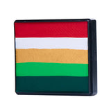 Image of a Rainbow Face Paint Cake featuring a palette of bright colors arranged in stripes. Designed for easy application, this face paint allows artists to create bold, blended, multi-color designs with a single swipe. Ideal for a variety of themes and festive occasions.