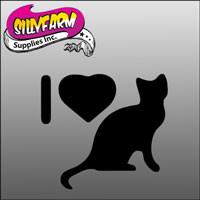 I Love Cats Glitter Tattoo Stencil 5 Pack - Silly Farm Supplies