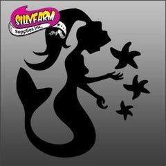 Mermaid with Starfish Glitter Tattoo Stencil 5 Pack - Silly Farm Supplies