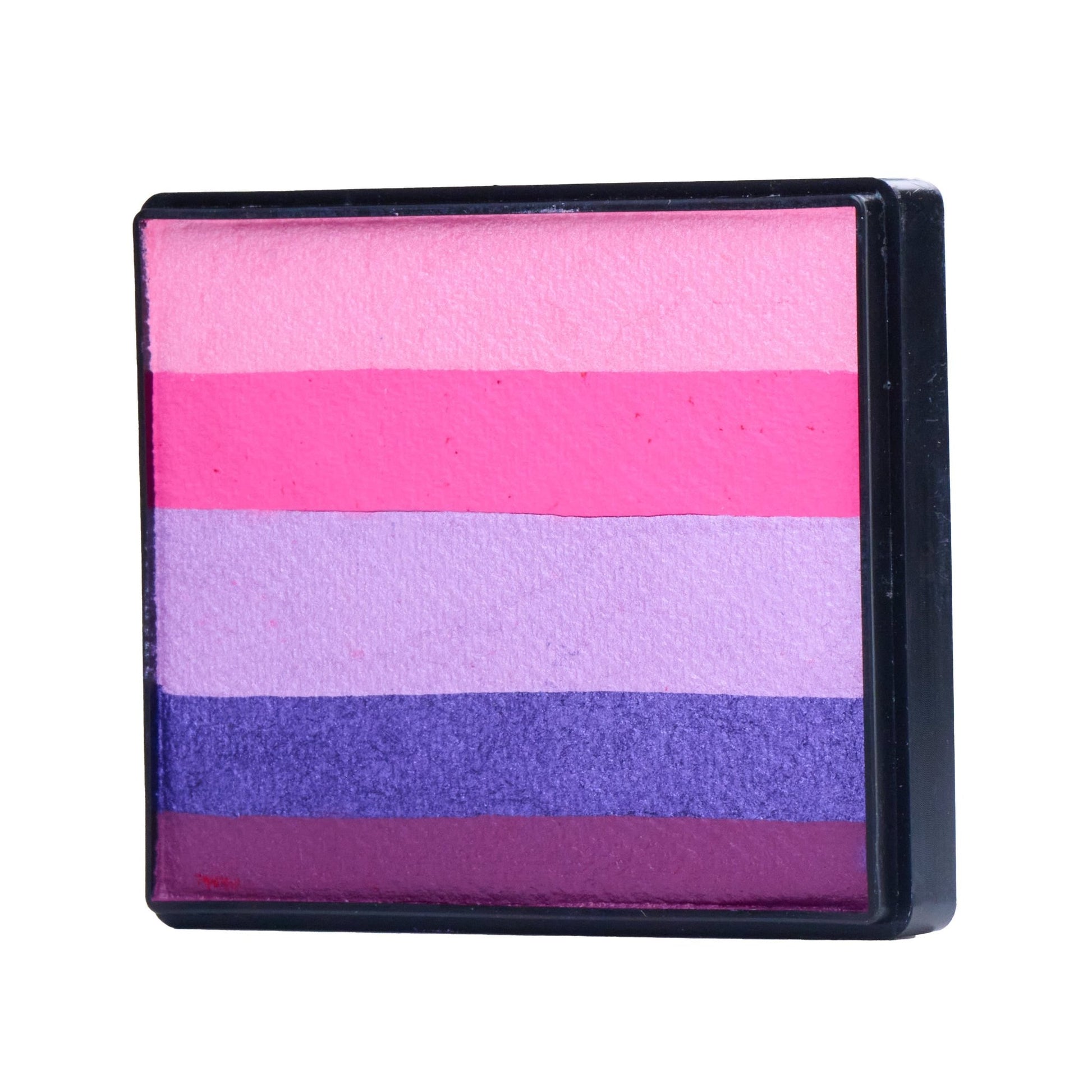 Image of a Rainbow Face Paint Cake featuring a palette of bright colors arranged in stripes. Designed for easy application, this face paint allows artists to create bold, blended, multi-color designs with a single swipe. Ideal for a variety of themes and festive occasions.