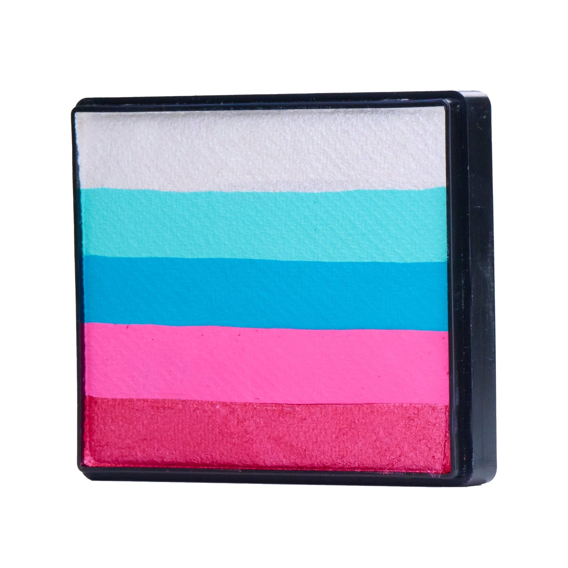 Image of a Rainbow Face Paint Cake featuring a palette of bright colors arranged in stripes. Designed for easy application, this face paint allows artists to create bold, blended, multi-color designs with a single swipe. Ideal for a variety of themes and festive occasions.