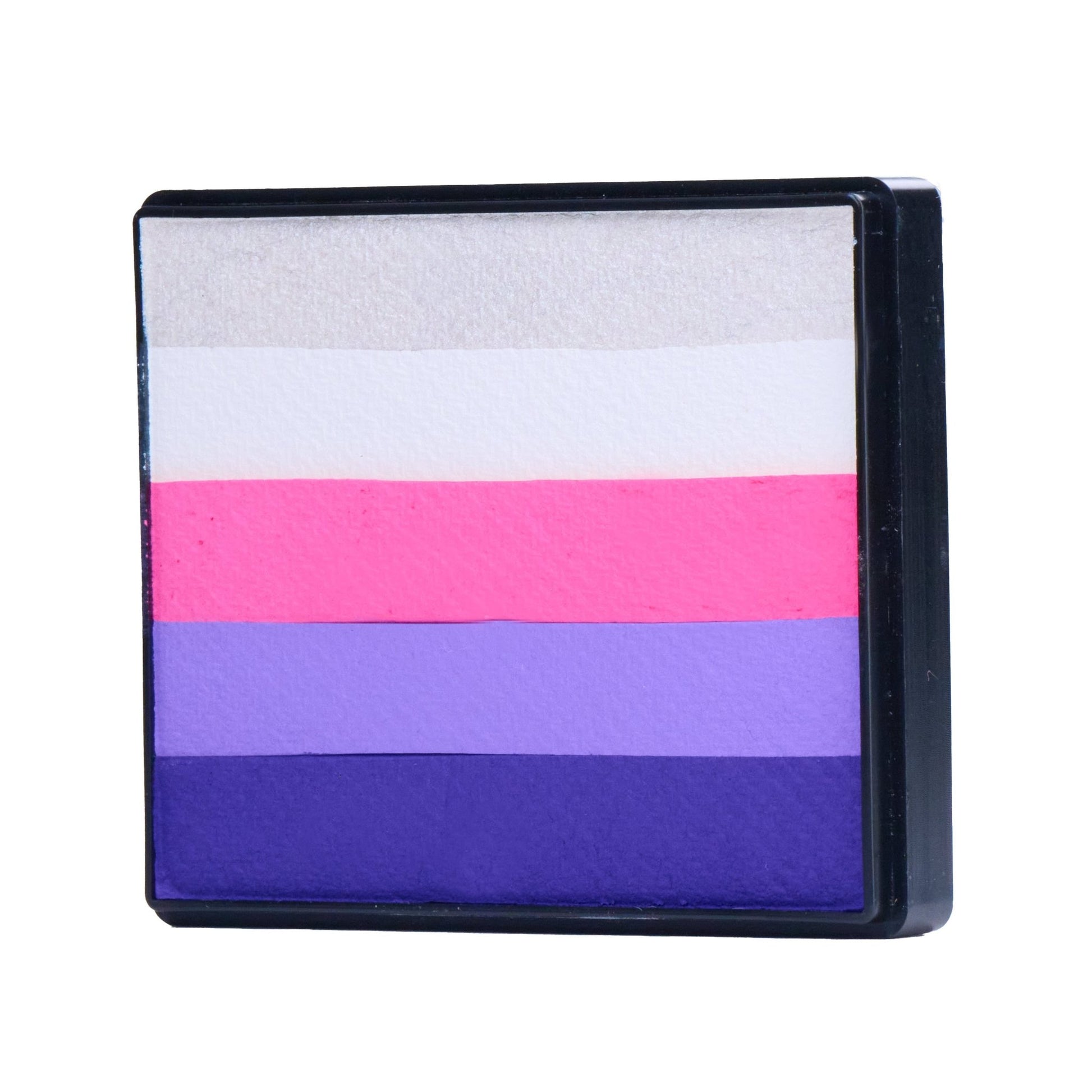 Image of a Rainbow Face Paint Cake featuring a palette of bright colors arranged in stripes. Designed for easy application, this face paint allows artists to create bold, blended, multi-color designs with a single swipe. Ideal for a variety of themes and festive occasions.