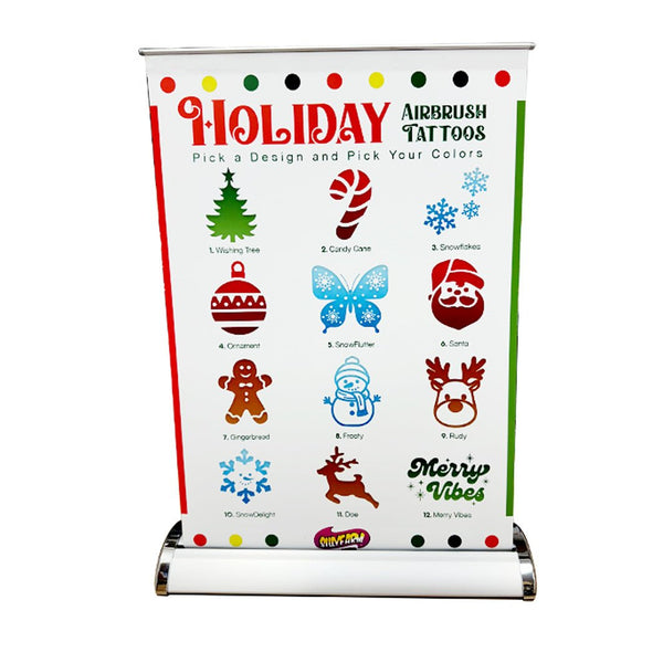 Silly Farm Airbrush Tattoos HOLIDAY Table Banner 12 stencils Set