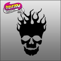 Skull Flame Glitter Tattoo Stencil 5 Pack - Silly Farm Supplies
